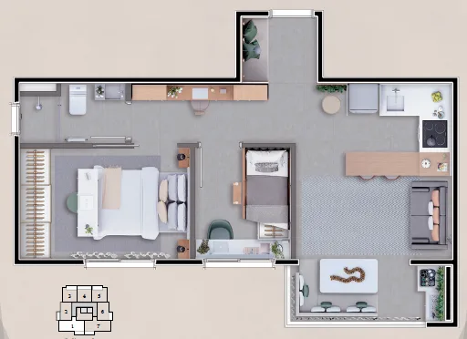 Planta do Marquês Ipiranga em Ipiranga — 2 dormitórios, 42 m²