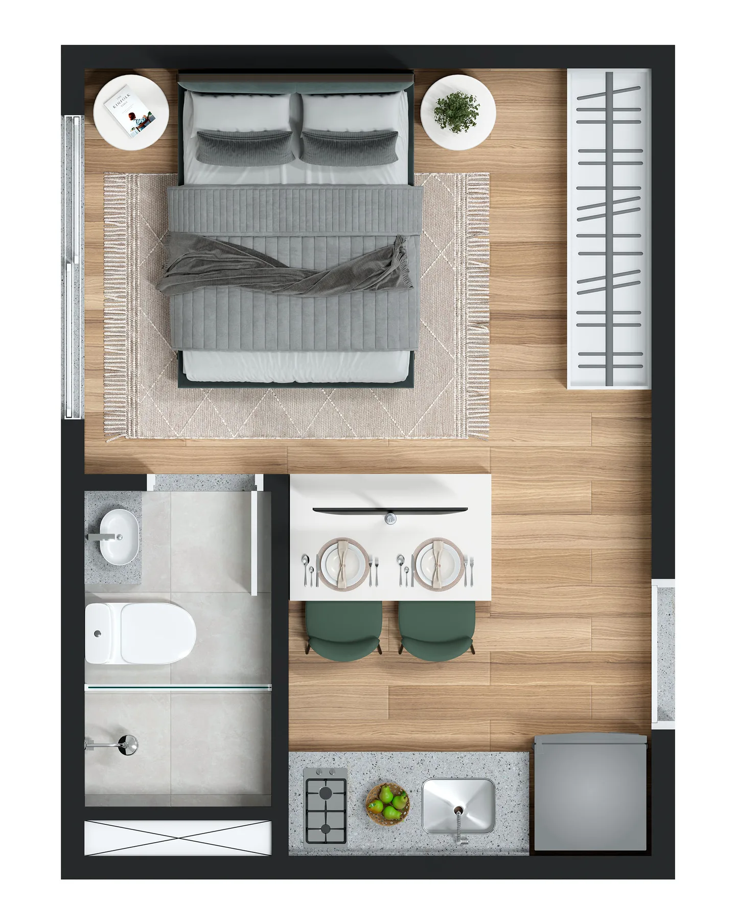 Planta do Maskan Perdizes em Perdizes — 1 dormitório – 17 m² Studio