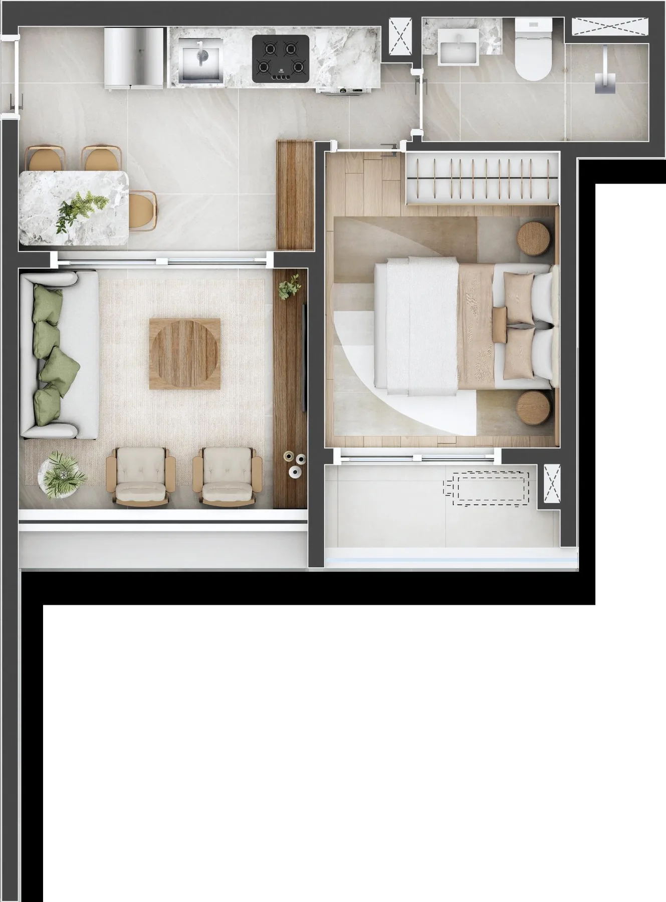 Planta do Matté João Moura em Pinheiros — 1 dormitório – 36,93 m²