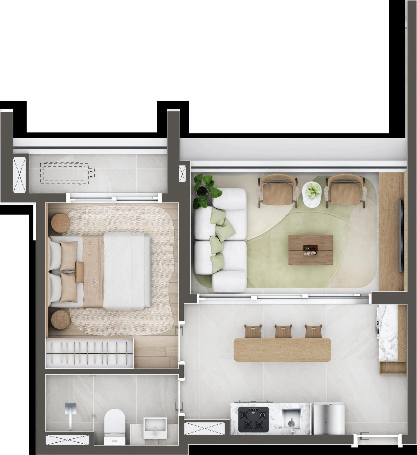 Planta do Matté João Moura em Pinheiros — 1 dormitório – 40,25 m²