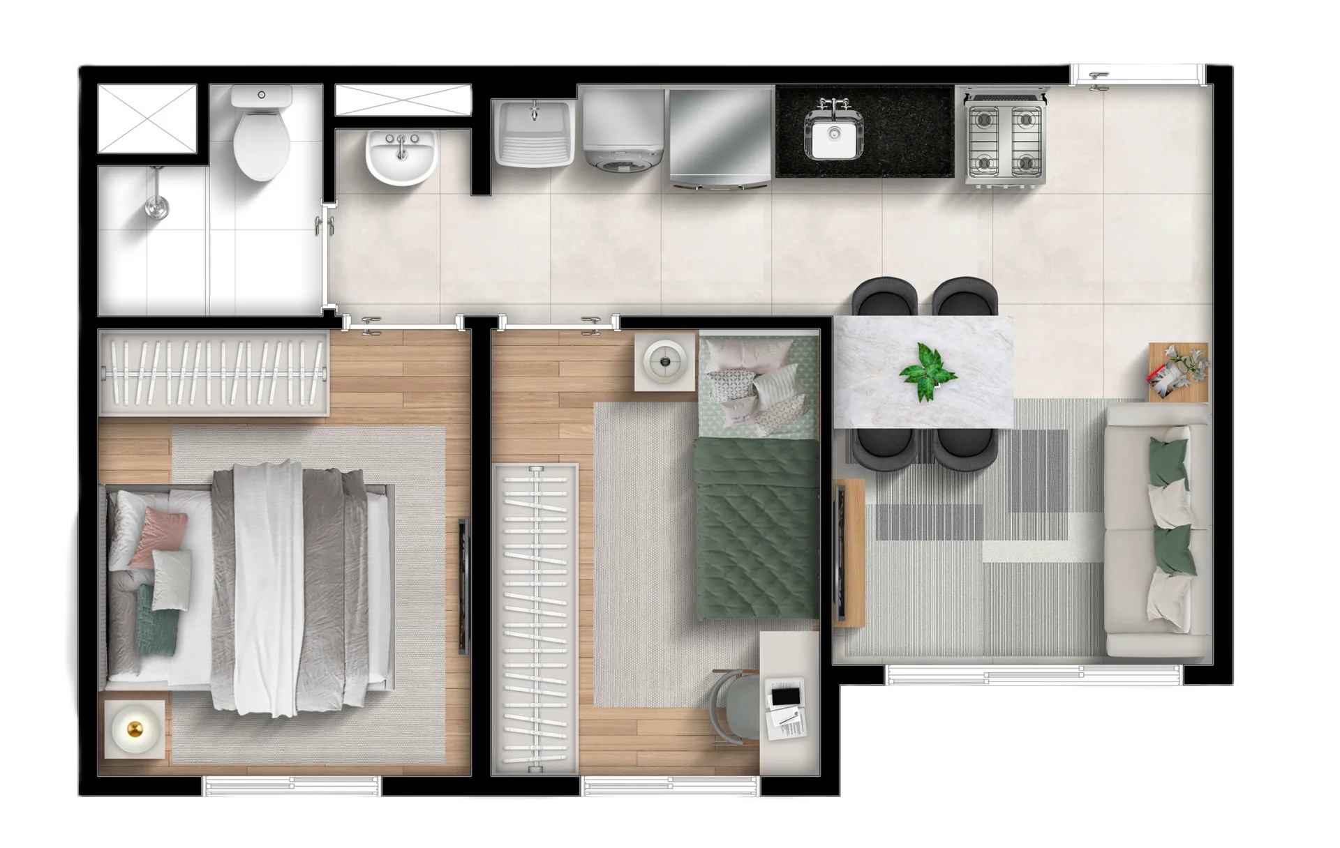 Planta do Mbigucci Joy em Vila Prudente — 2 dormitórios – 35,63 m²