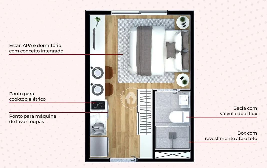 Planta do Metrocasa Avenida Itaquera em Itaquera — 1 dorm. 16 m² studio