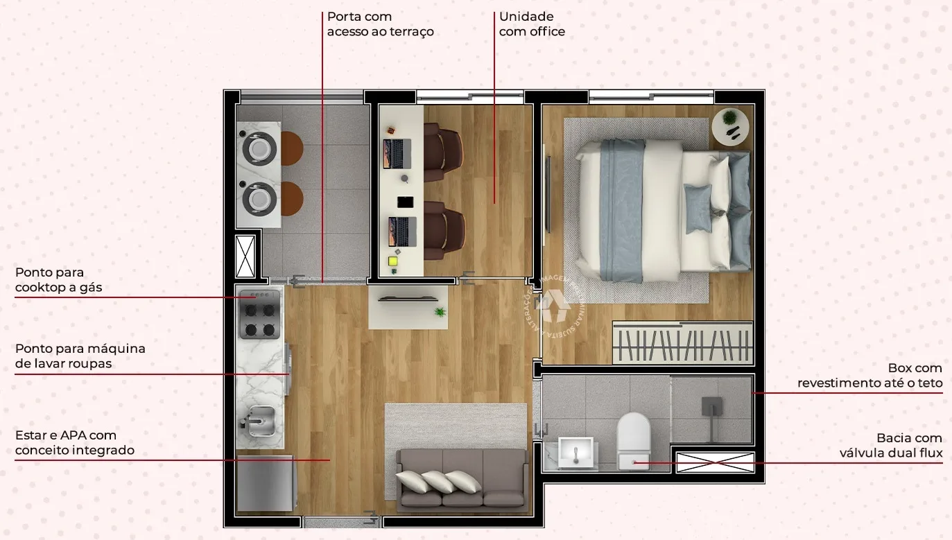 Planta do Metrocasa Avenida Itaquera em Itaquera — 1 dorm. 28 m²