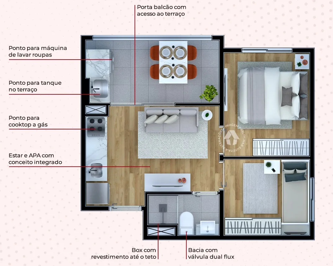 Planta do Metrocasa Avenida Itaquera em Itaquera — 2 dorm. 35 m²