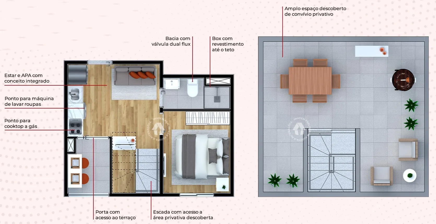 Planta do Metrocasa Avenida Itaquera em Itaquera — 1 dorm. 57 m² cobertura duplex