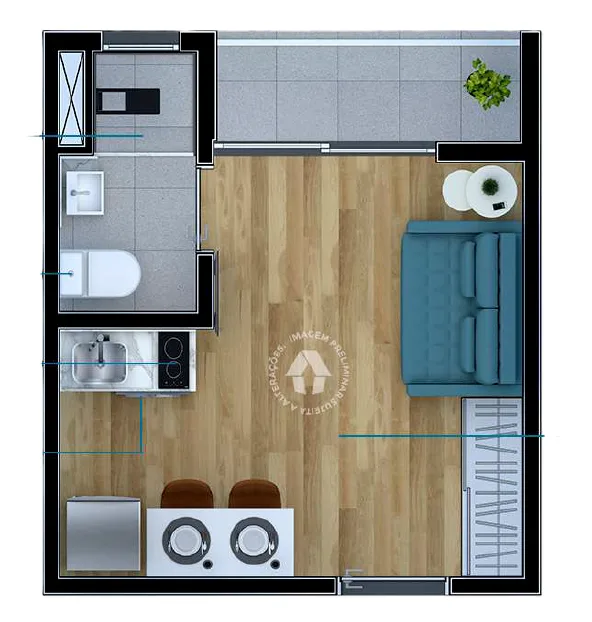 Planta do Metrocasa Avenida Vila Ema em Vila Ema — studio de 18 m²
