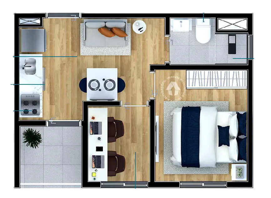 Planta do Metrocasa Avenida Vila Ema em Vila Ema — 1 dormitório, 27 m²