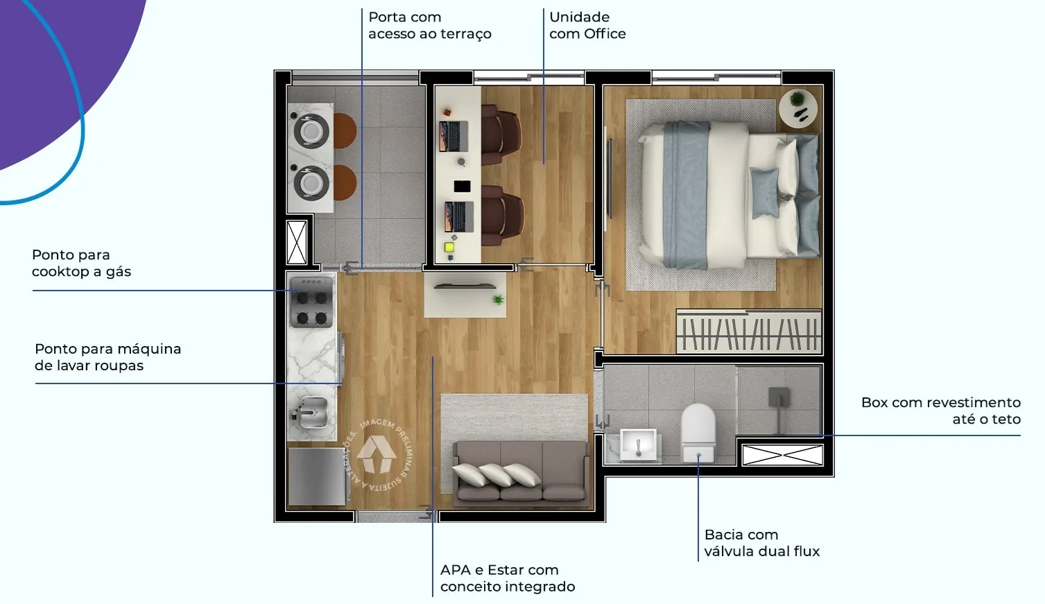 Planta do Metrocasa Capão Redondo — 1 dormitório – 28 m²