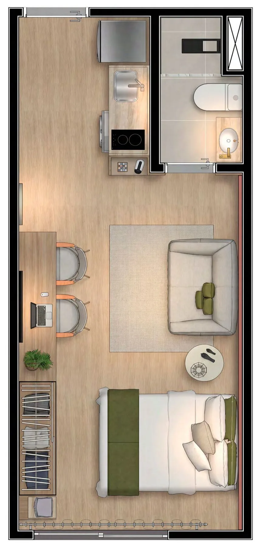 Planta do Metrocasa Clube Guilhermina em Vila Esperança — studio de 25 m²