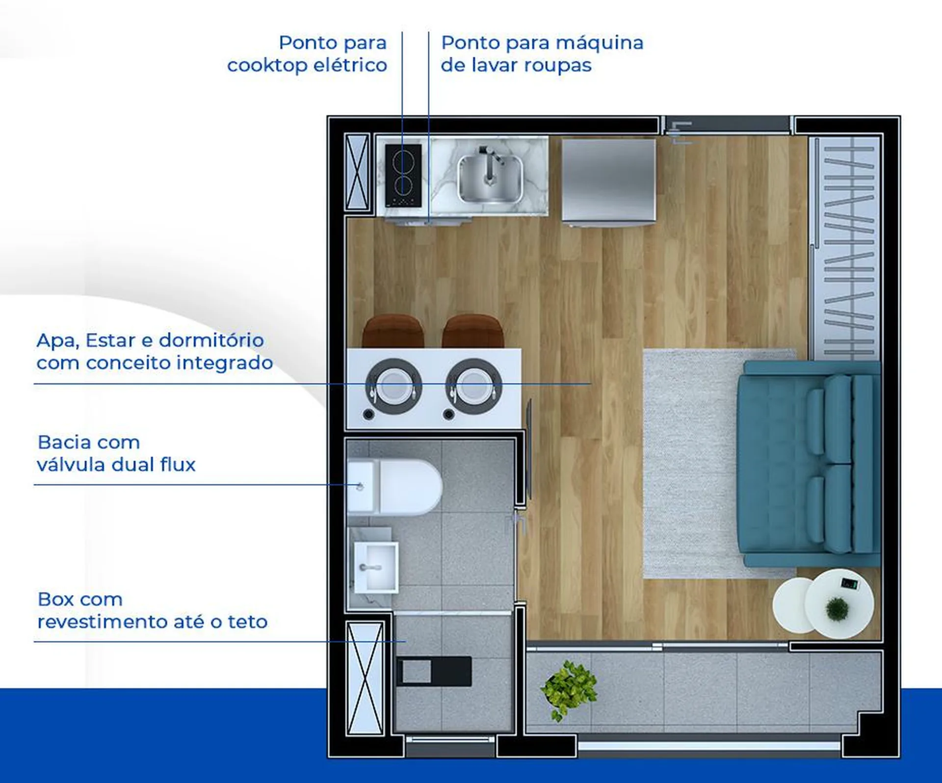 Planta do Metrocasa Estação Patriarca em Vila Ré — studio de 17 m²