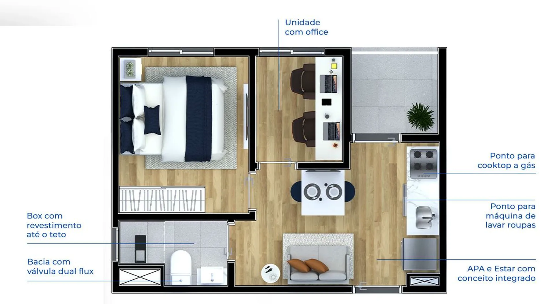 Planta do Metrocasa Estação Patriarca em Vila Ré — 1 dormitório, 26 m²