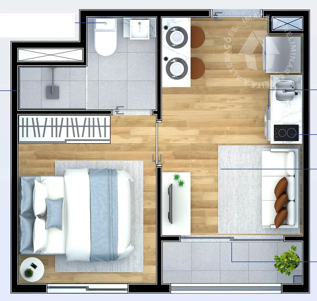 Planta do Metrocasa Jaçanã II — 1 dormitório – 24 m²