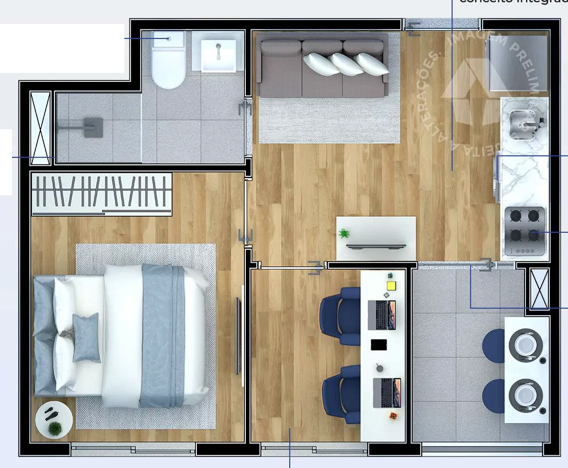 Planta do Metrocasa Jaçanã II — 2 dormitórios – 29 m²