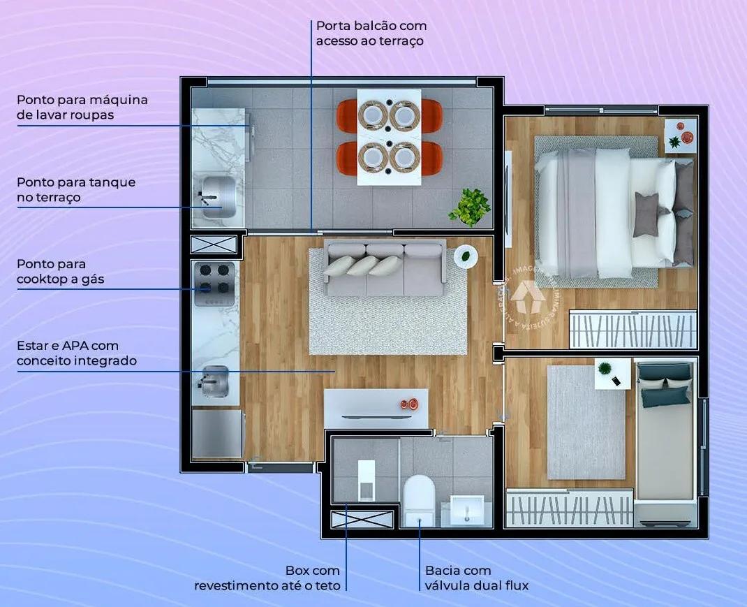 Planta do Metrocasa Jardim Botânico em Cursino — 2 dormitórios, 35 m²