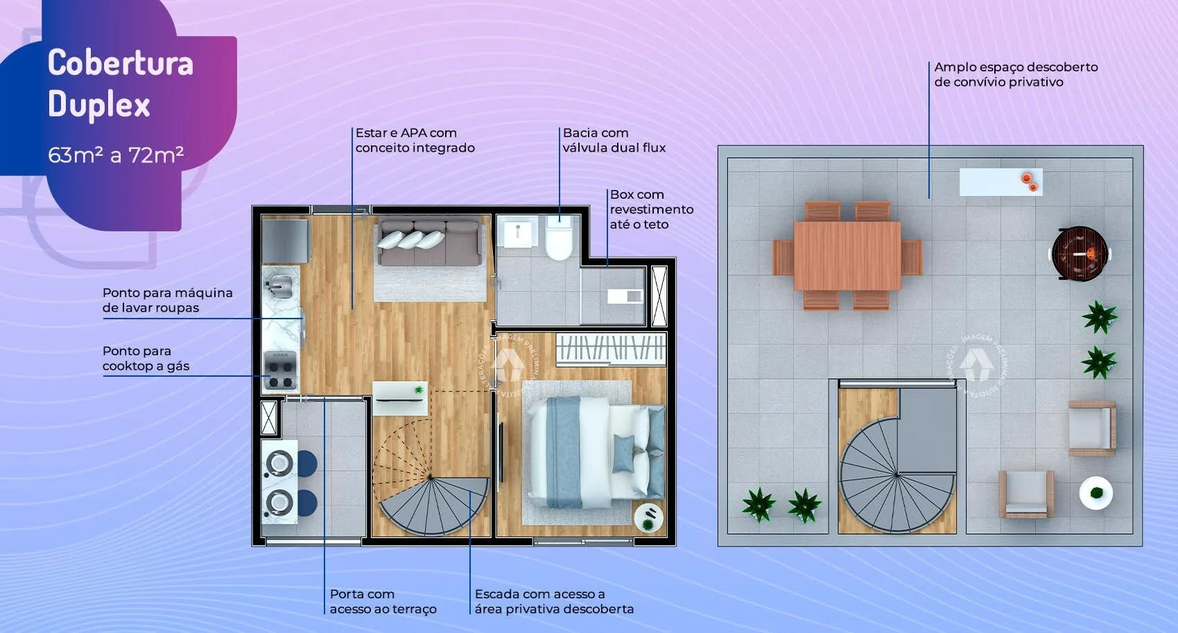 Planta do Metrocasa Jardim Botânico em Cursino — 1 dormitório, 63 m²