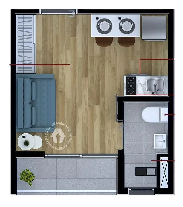 Planta do Metrocasa Penha de França em Penha — studio de 18 m²
