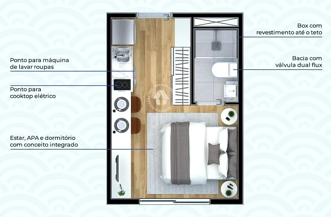 Planta do Metrocasa São Joaquim em Liberdade — 1 dormitório – 17 m² Studio