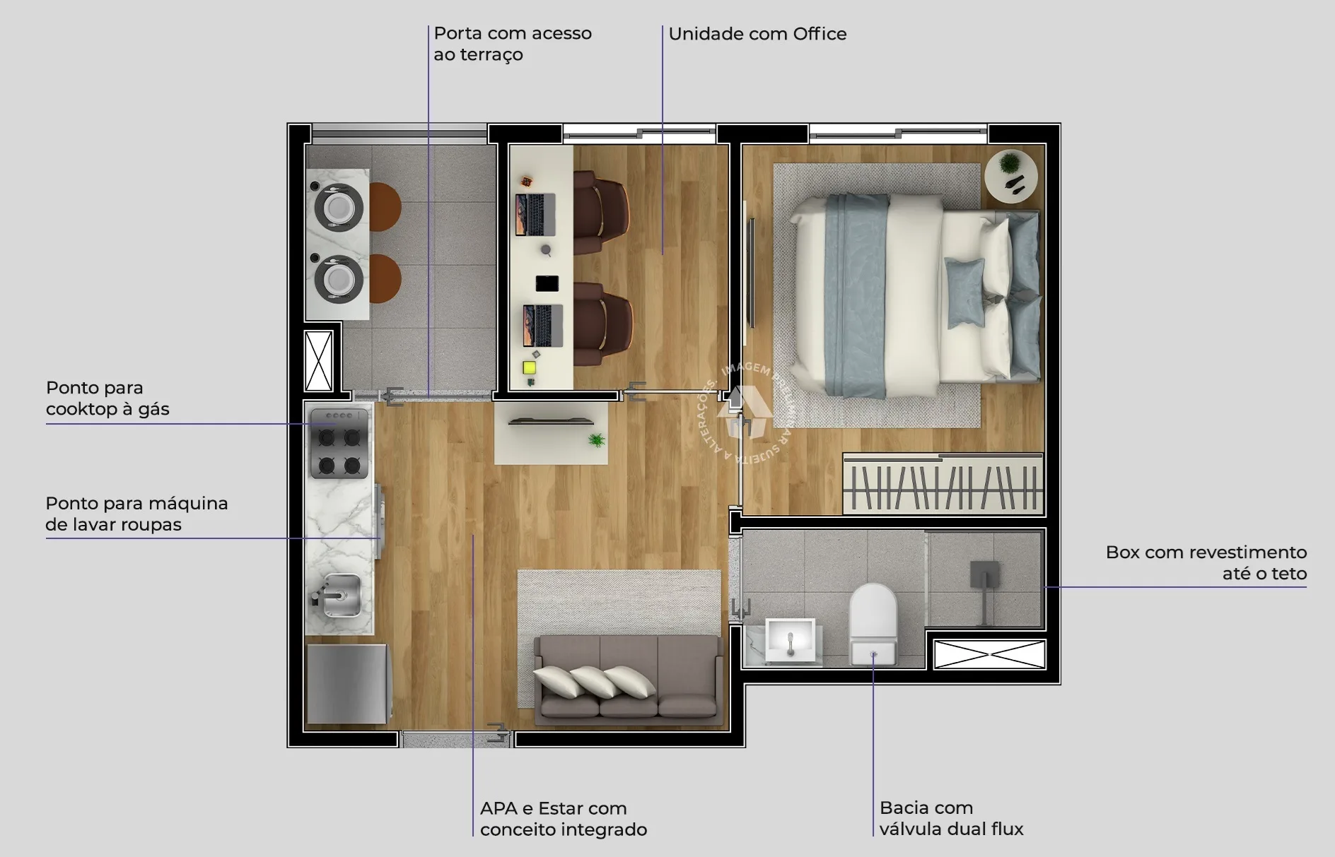 Planta do Metrocasa Vila das Belezas II — 1 dormitório – 28 m²