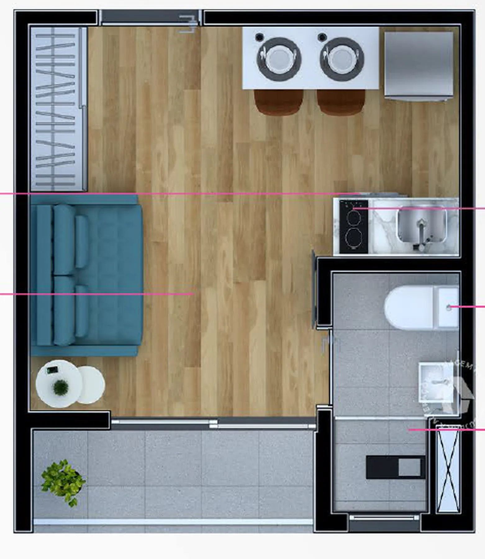 Planta do Metrocasa Vila Guilherme em Vila Gustavo — studio de 18 m²