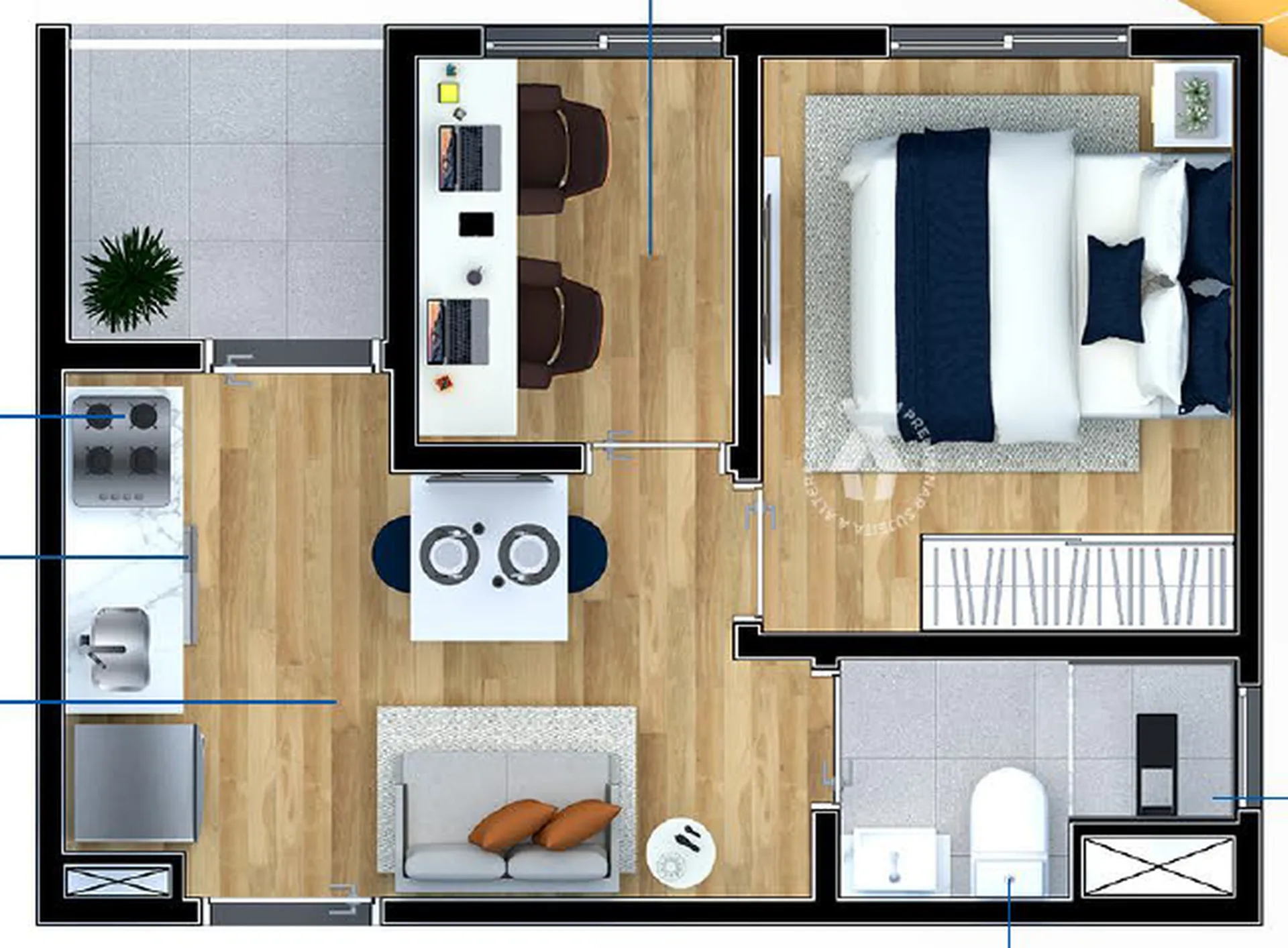 Planta do Metrocasa Vila Guilherme em Vila Gustavo — 1 dormitório, 28 m²