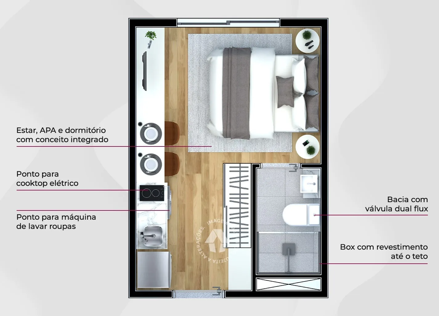 Planta do Metrocasa Vila Ré em Vila Ré — 1 dormitório – 17 m² Studio