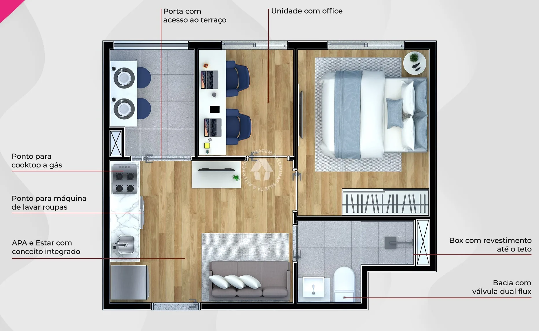 Planta do Metrocasa Vila Ré em Vila Ré — 1 dormitório – 28 m²