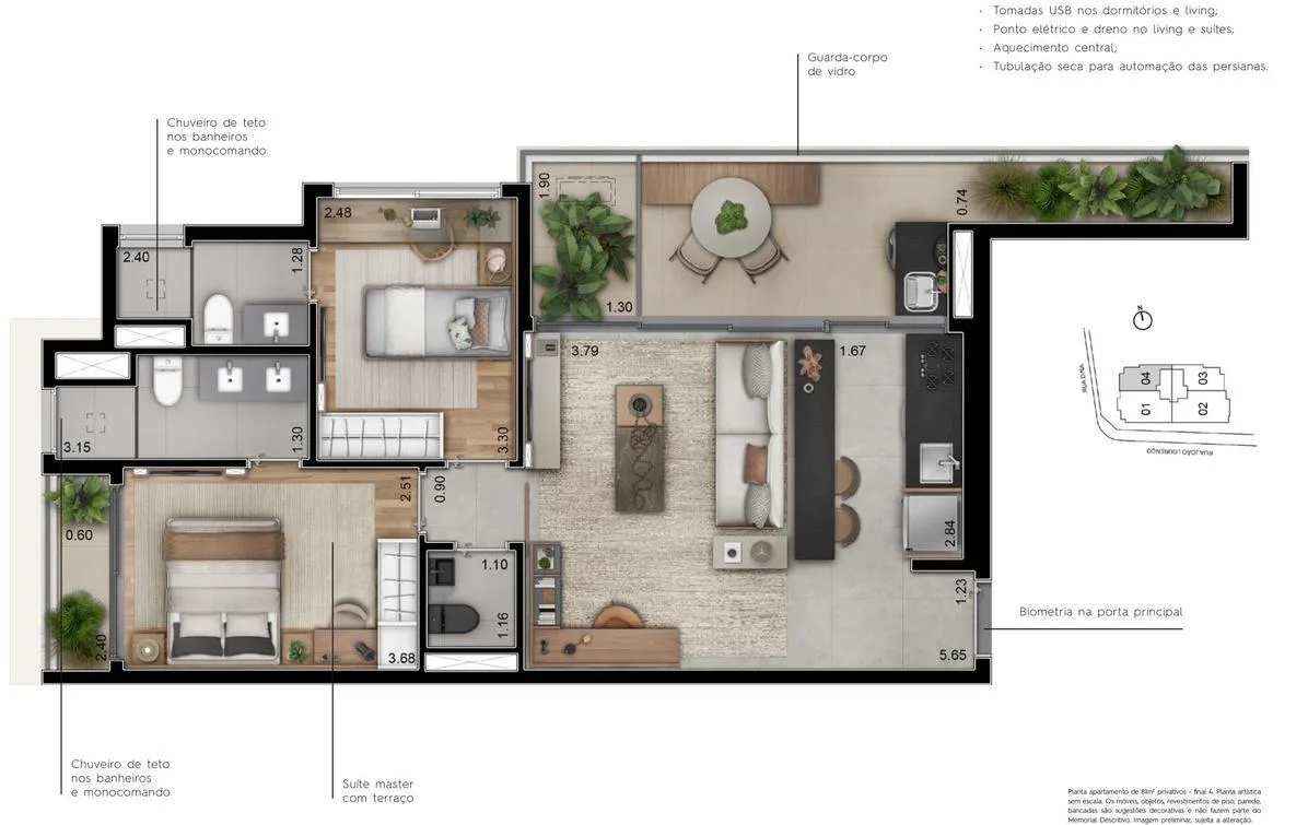 Planta do Metropolitan Vila Nova em Vila Nova Conceição — 81 m²