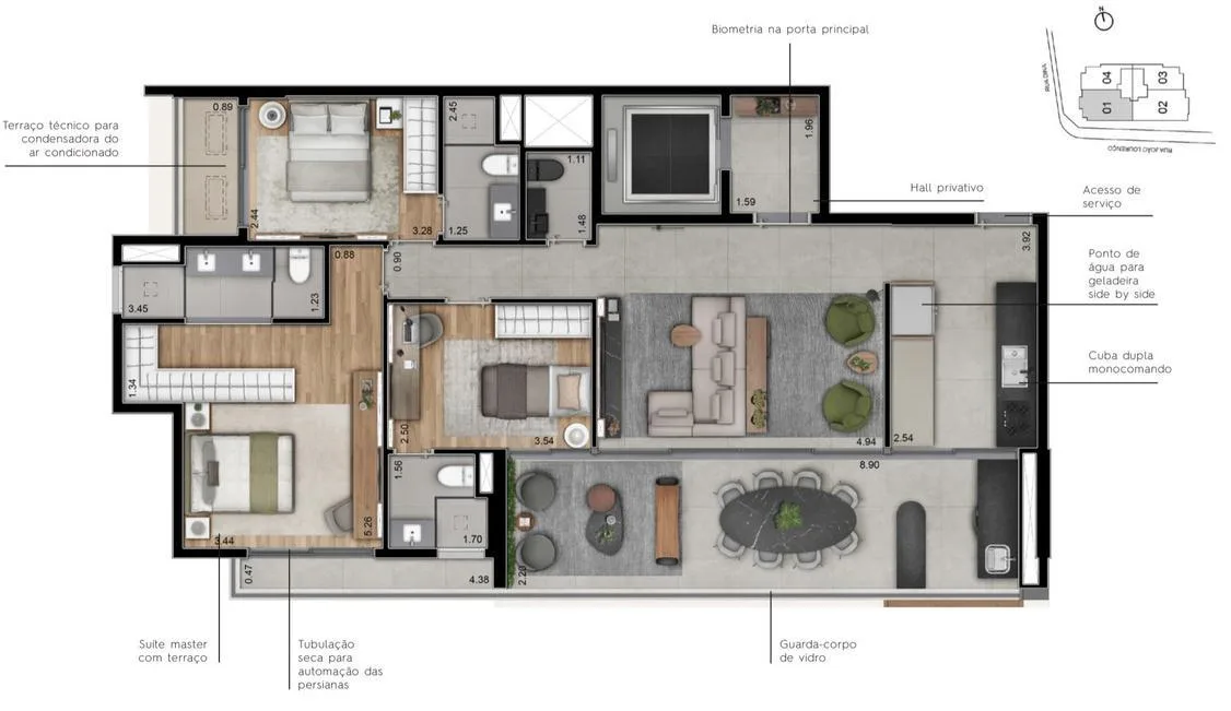 Planta do Metropolitan Vila Nova em Vila Nova Conceição — 126 m²