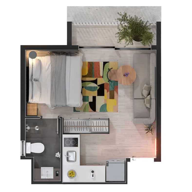 Planta do Metroway em Vila Clementino — 1 dormitório – 27,67 m² Studio