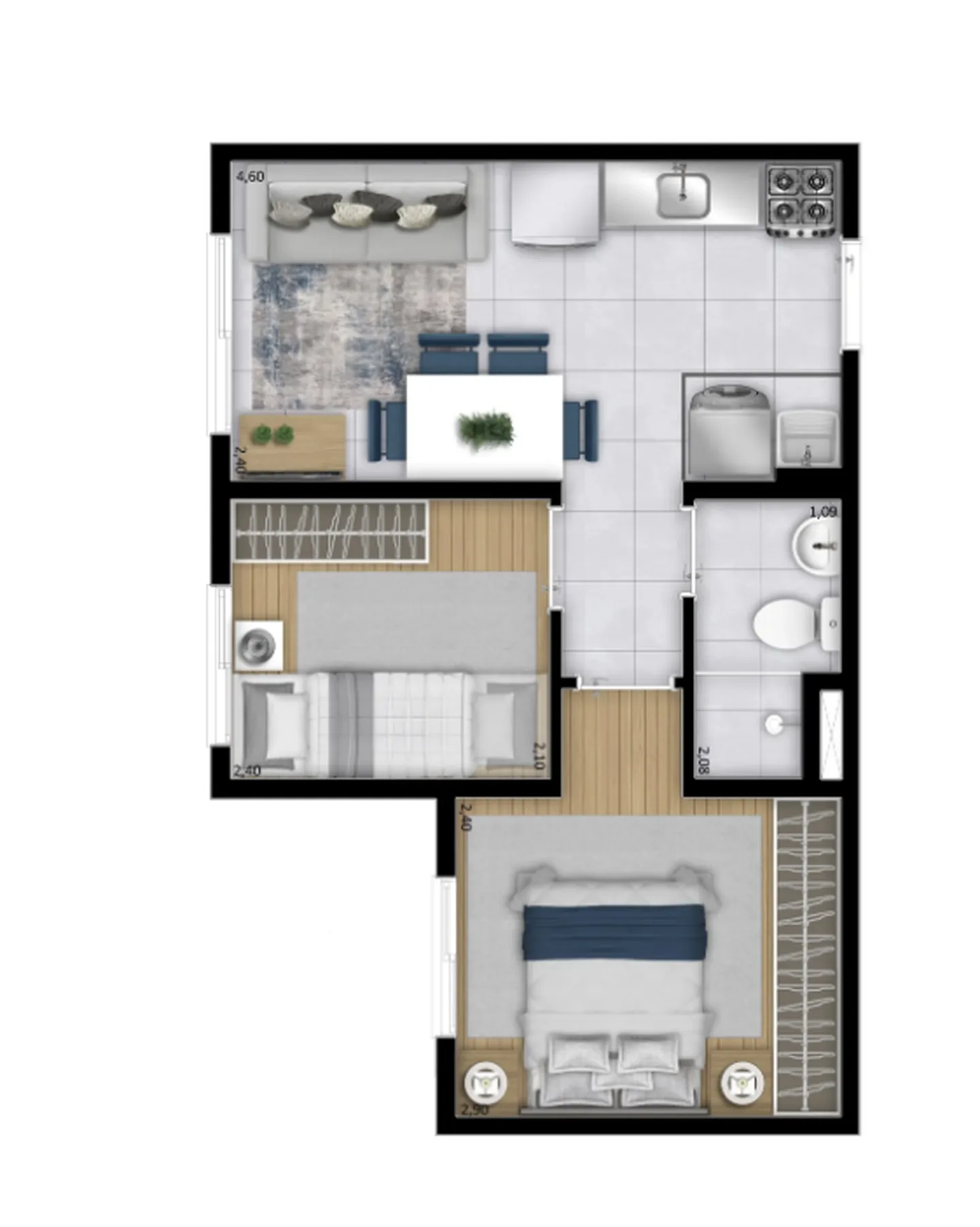 Planta do Meu Plano&Itaquera Amoreira em Itaquera — 2 dorm. 32,06 m²