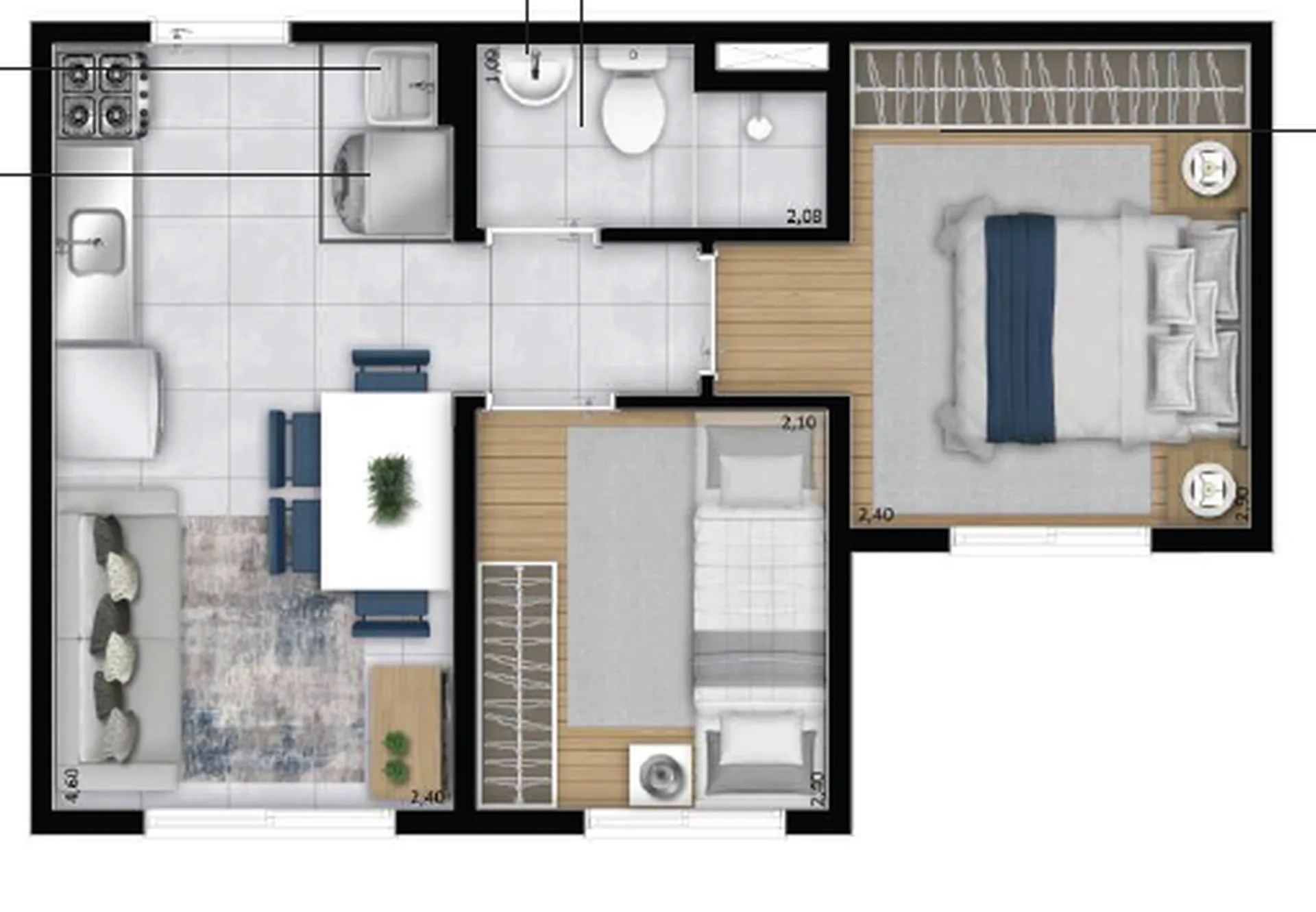 Planta do Meu Plano&Itaquera Ipê em Itaquera — 2 dorm. 32,06 m²