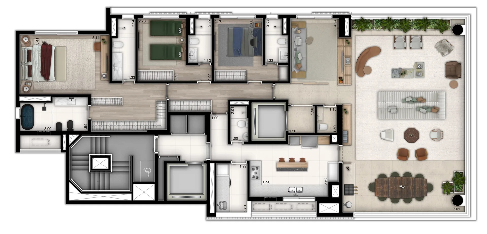 Planta do Mirage Ibirapuera em Moema — 3 dormitórios – 238,7 m²
