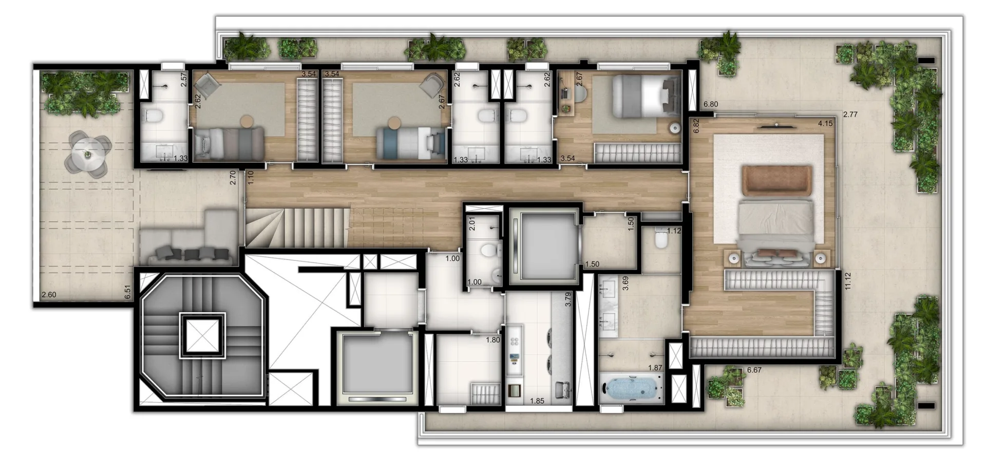 Planta do Mirage Ibirapuera em Moema — 4 dormitórios – 427,1 m² Cobertura