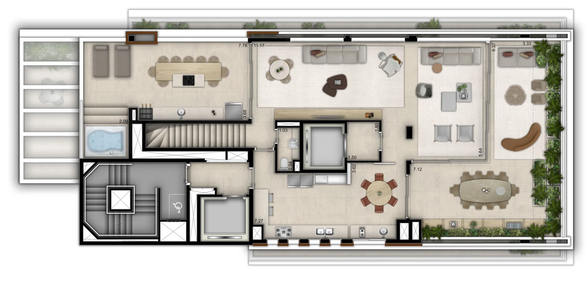 Planta do Mirage Ibirapuera em Moema — 4 dormitórios – 427,1 m² Cobertura