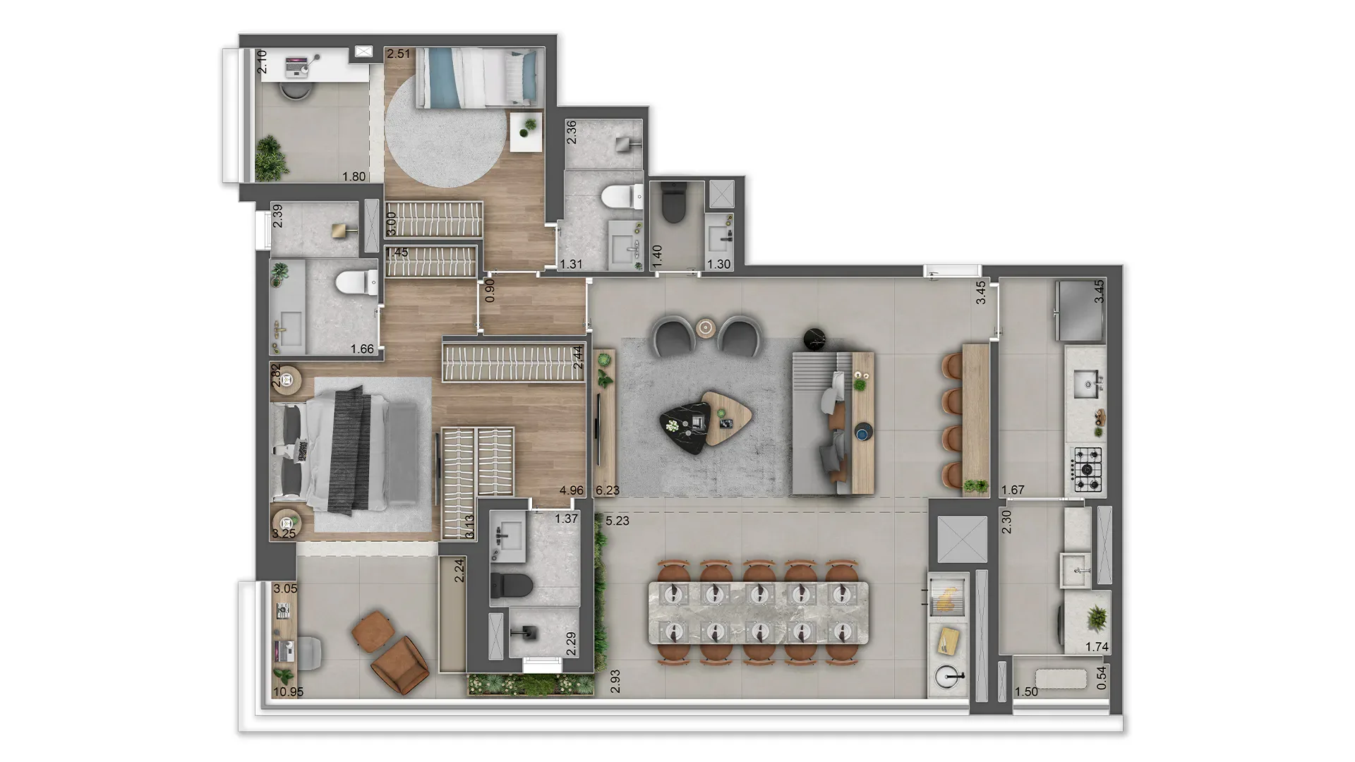 Planta do ML Brooklyn em Brooklin — 2 dormitórios, 118 m² (opção)