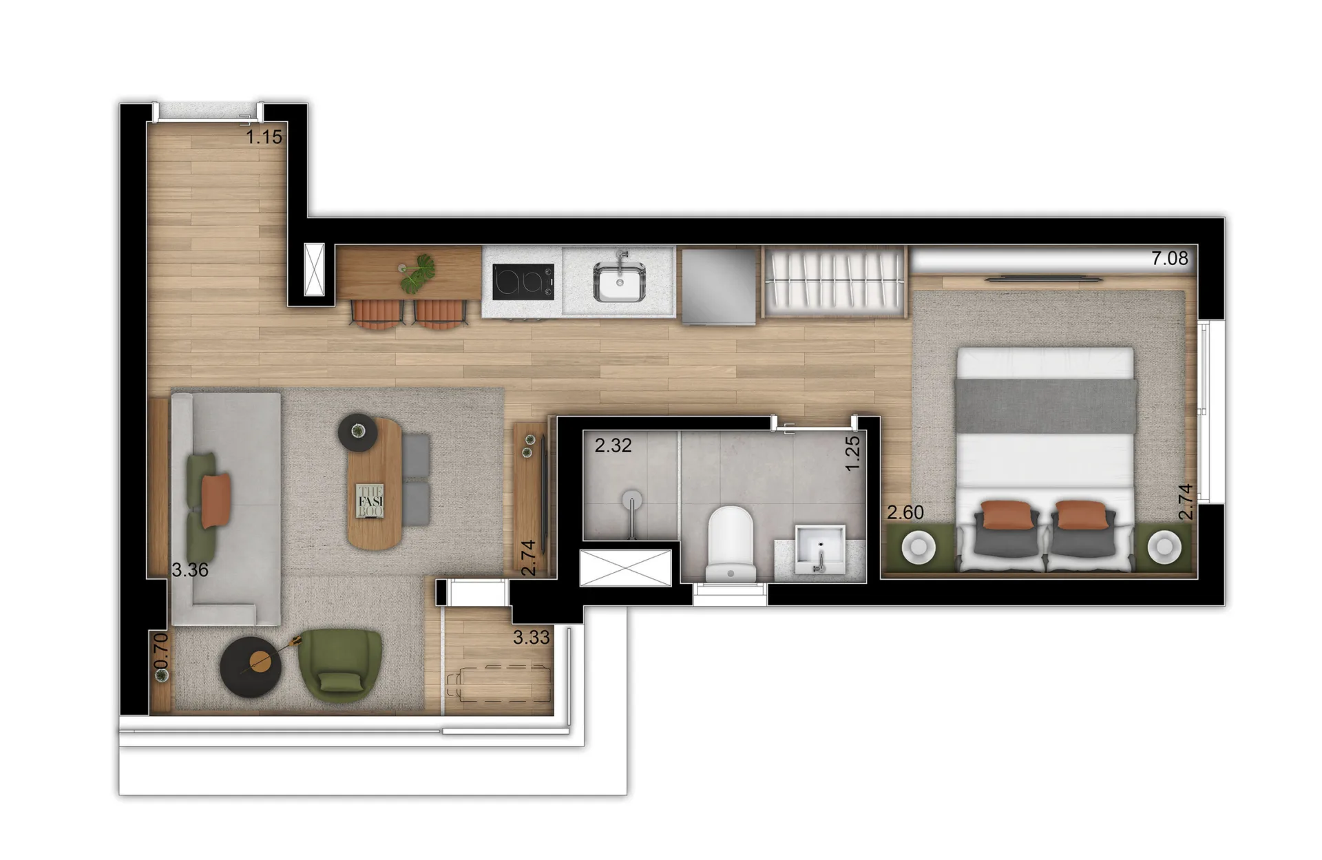 Planta do Moa 292 em Moema — 1 dormitório – 33 m² Studio