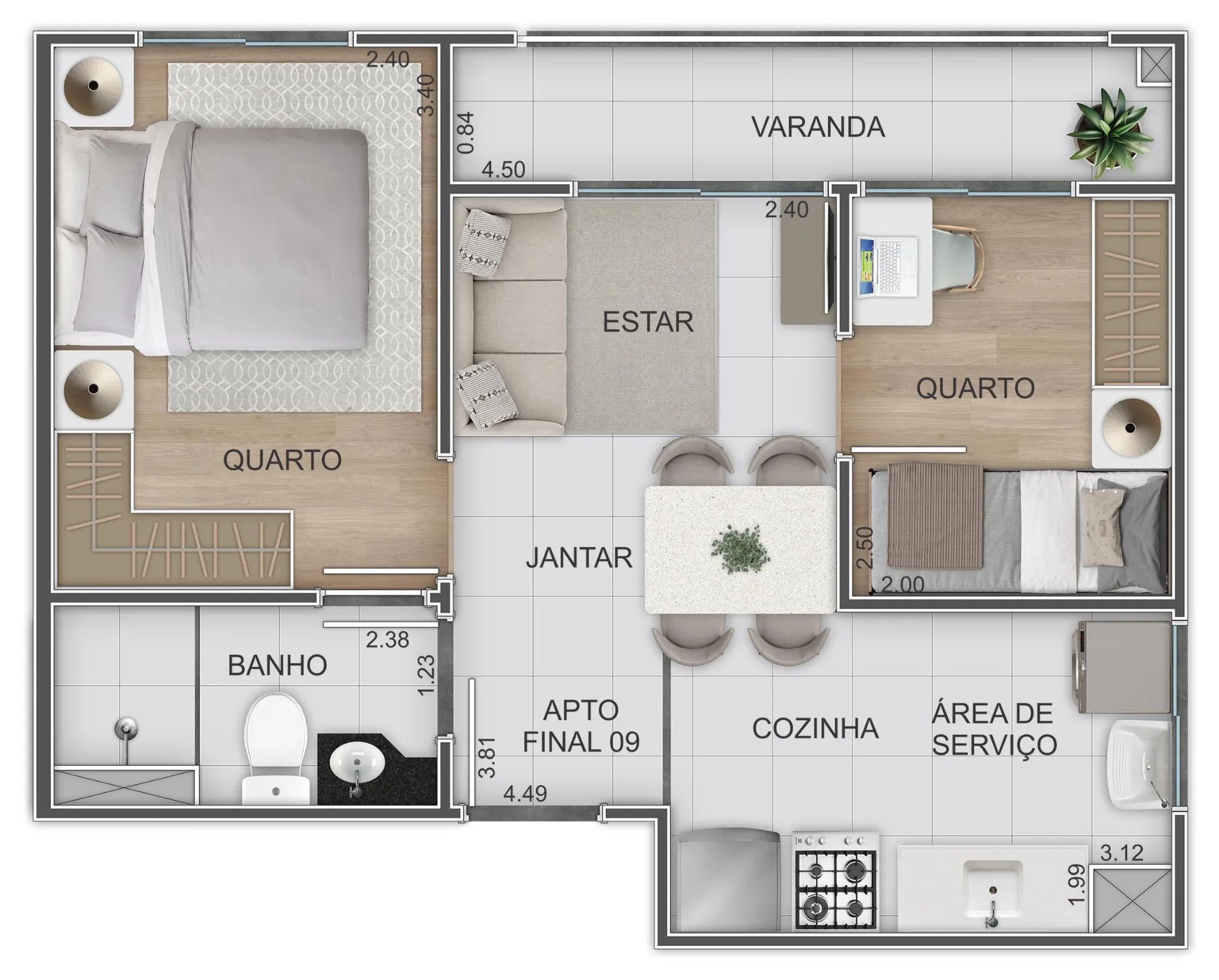 Planta do Mob Campo Limpo em Campo Limpo — 2 dormitórios, 37,99 m²