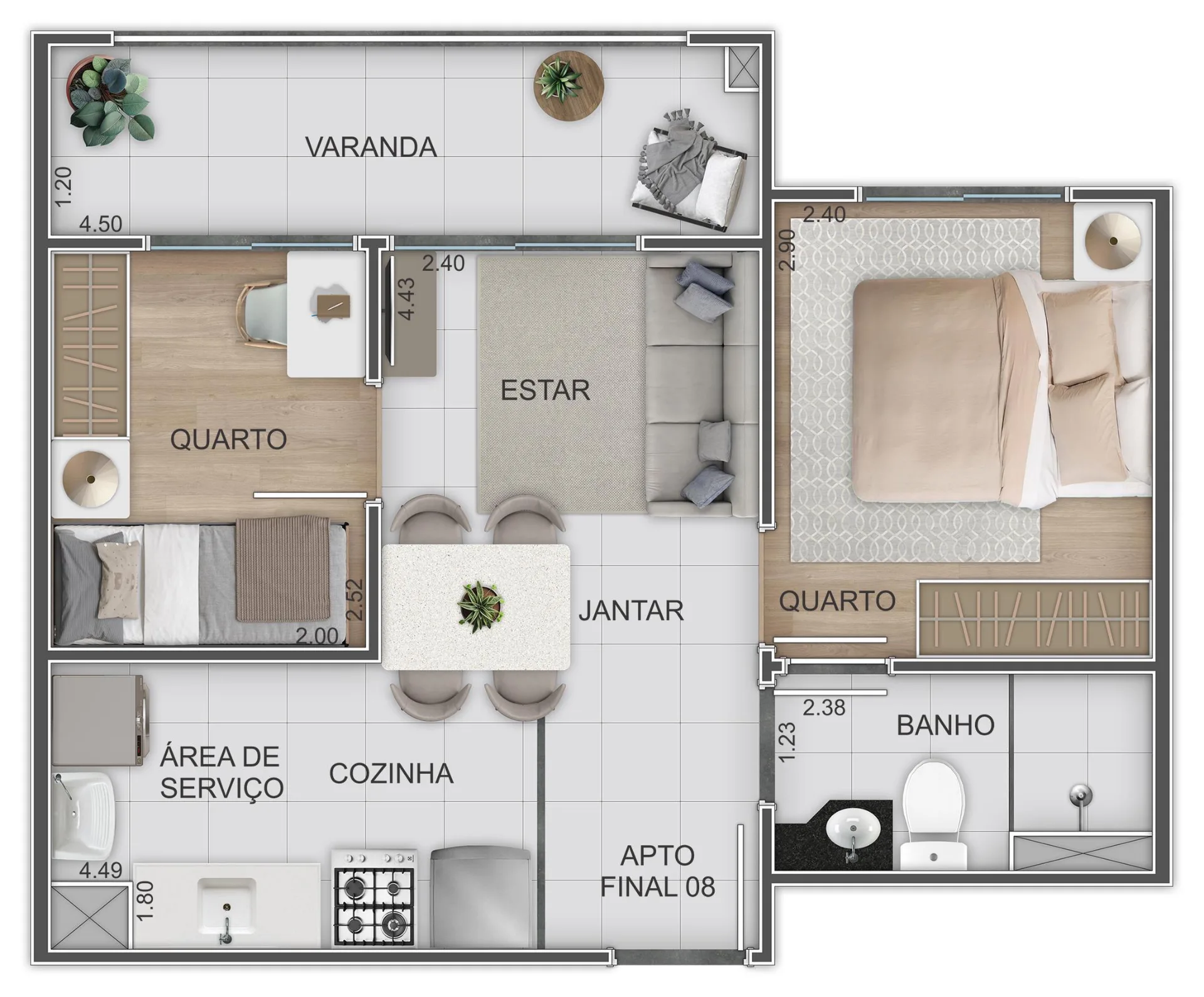 Planta do Mob Campo Limpo em Campo Limpo — 2 dormitórios, 38,69 m²