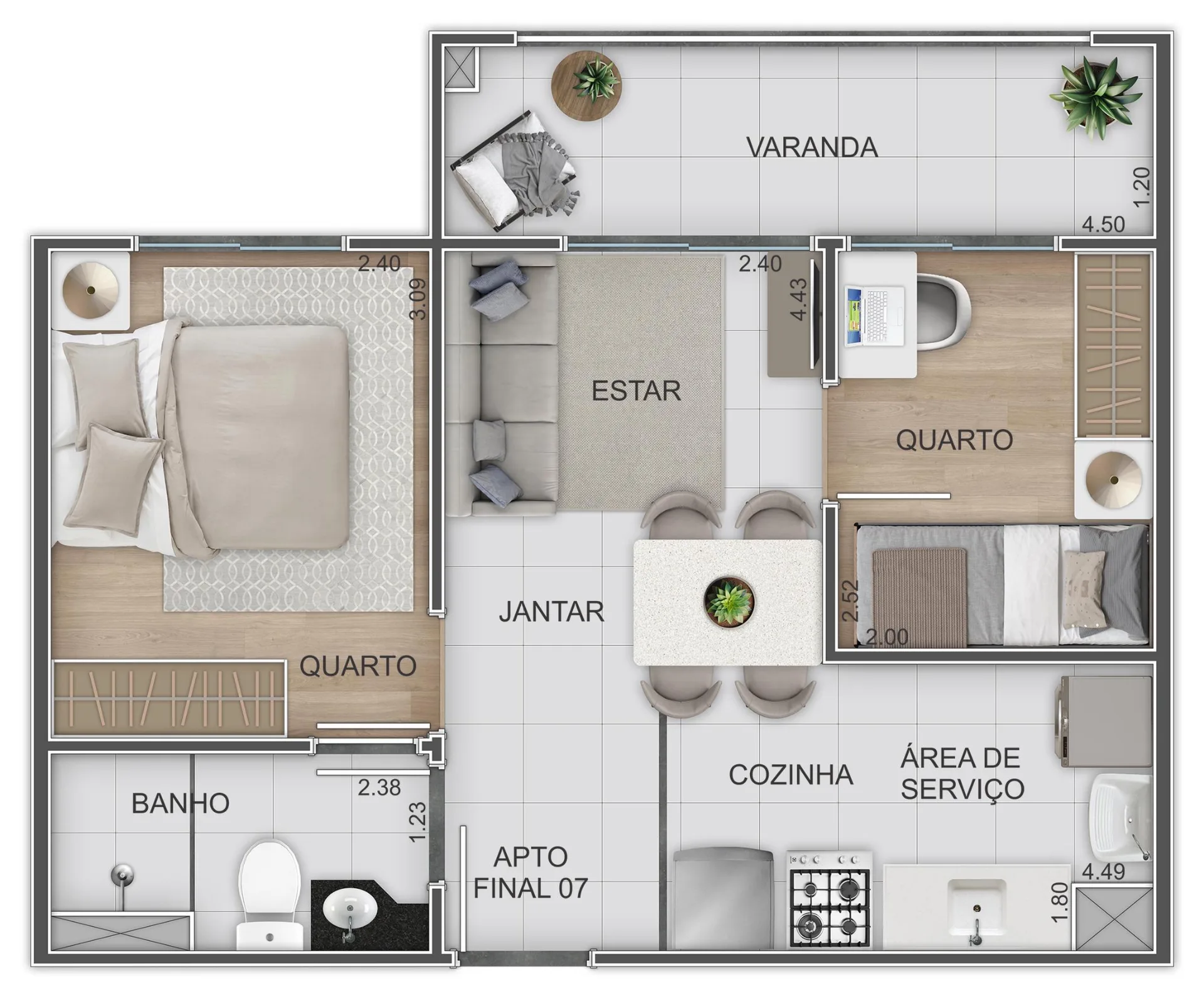 Planta do Mob Campo Limpo em Campo Limpo — 2 dormitórios, 39,42 m²