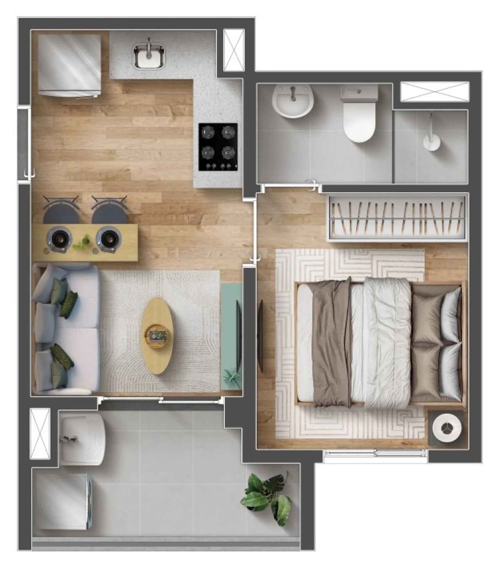 Planta do Mood Tatuapé — 1 dormitório – 27,43 m²