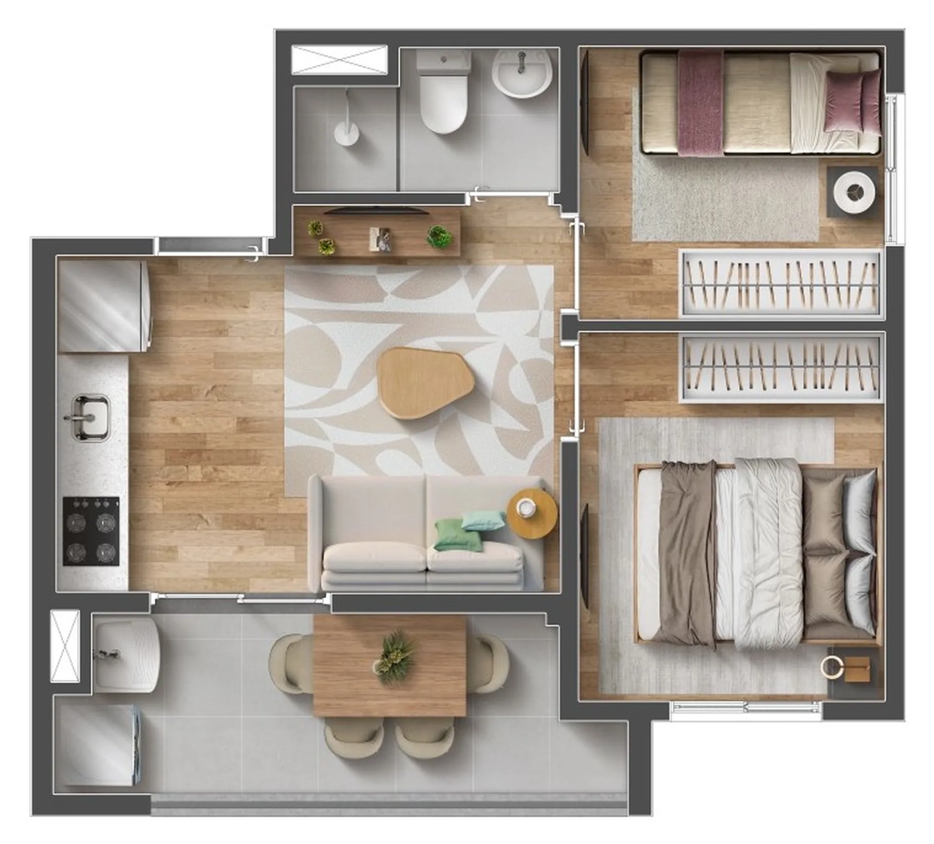 Planta do Mood Tatuapé — 2 dormitórios – 37,01 m²