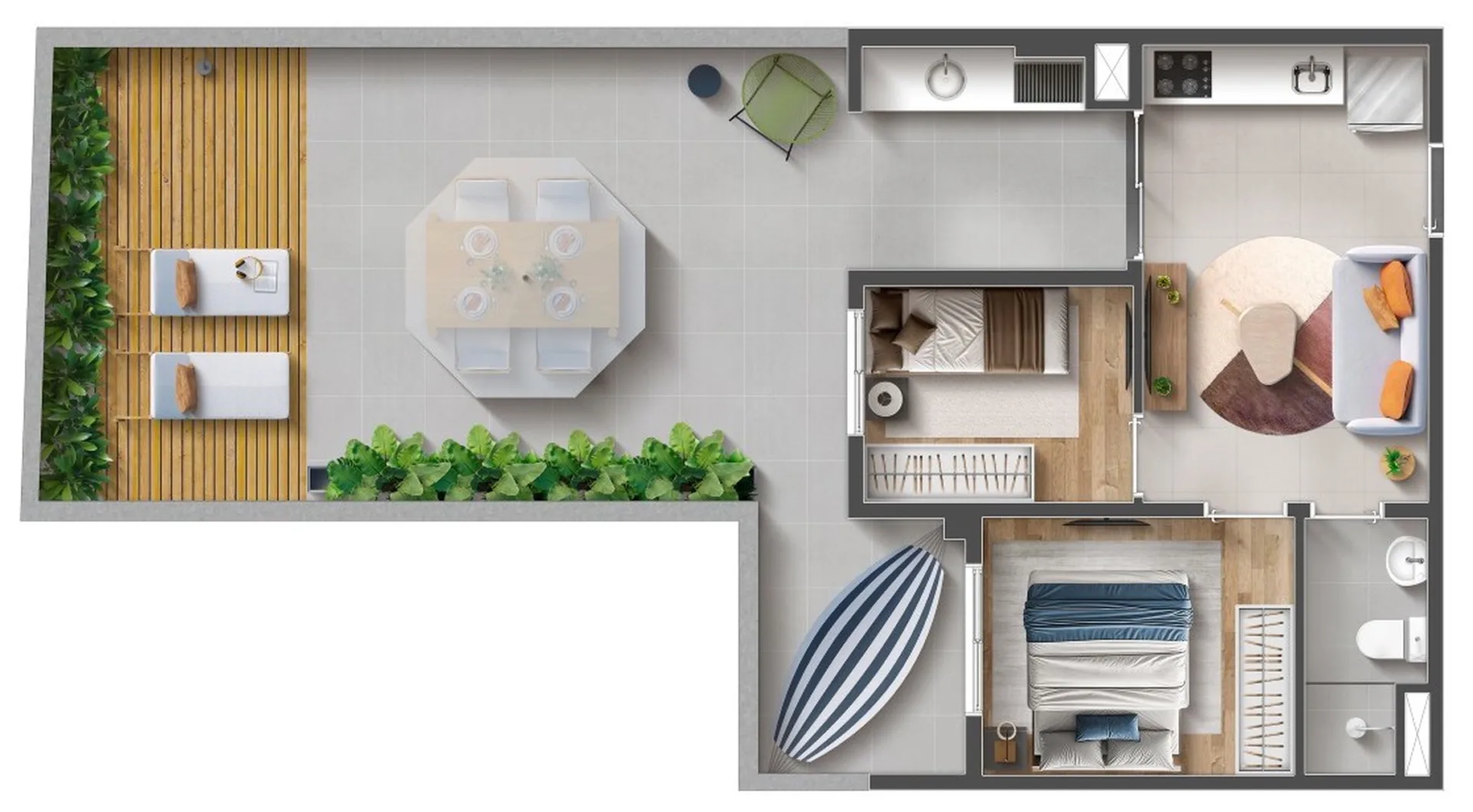 Planta do Mood Tatuapé — 2 dormitórios – 74,74 m² Garden