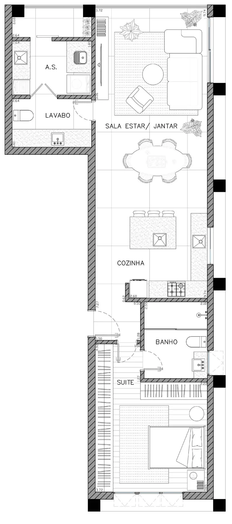 Planta do Morá Simpatia em Vila Madalena — 1 dormitório, 76,22 m²