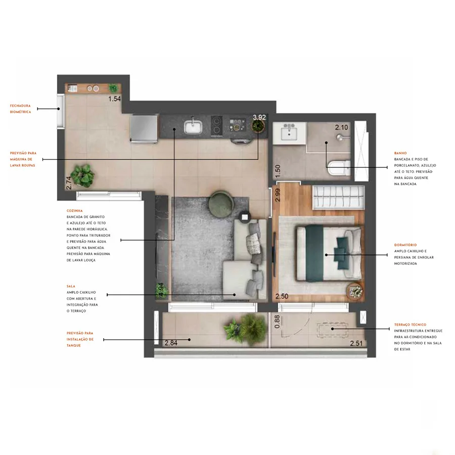 Planta do Most Moema Smart em Moema — 1 dormitório, 46 m²