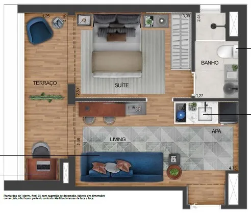 Planta do Movi Campo Belo em Campo Belo — 35 m²