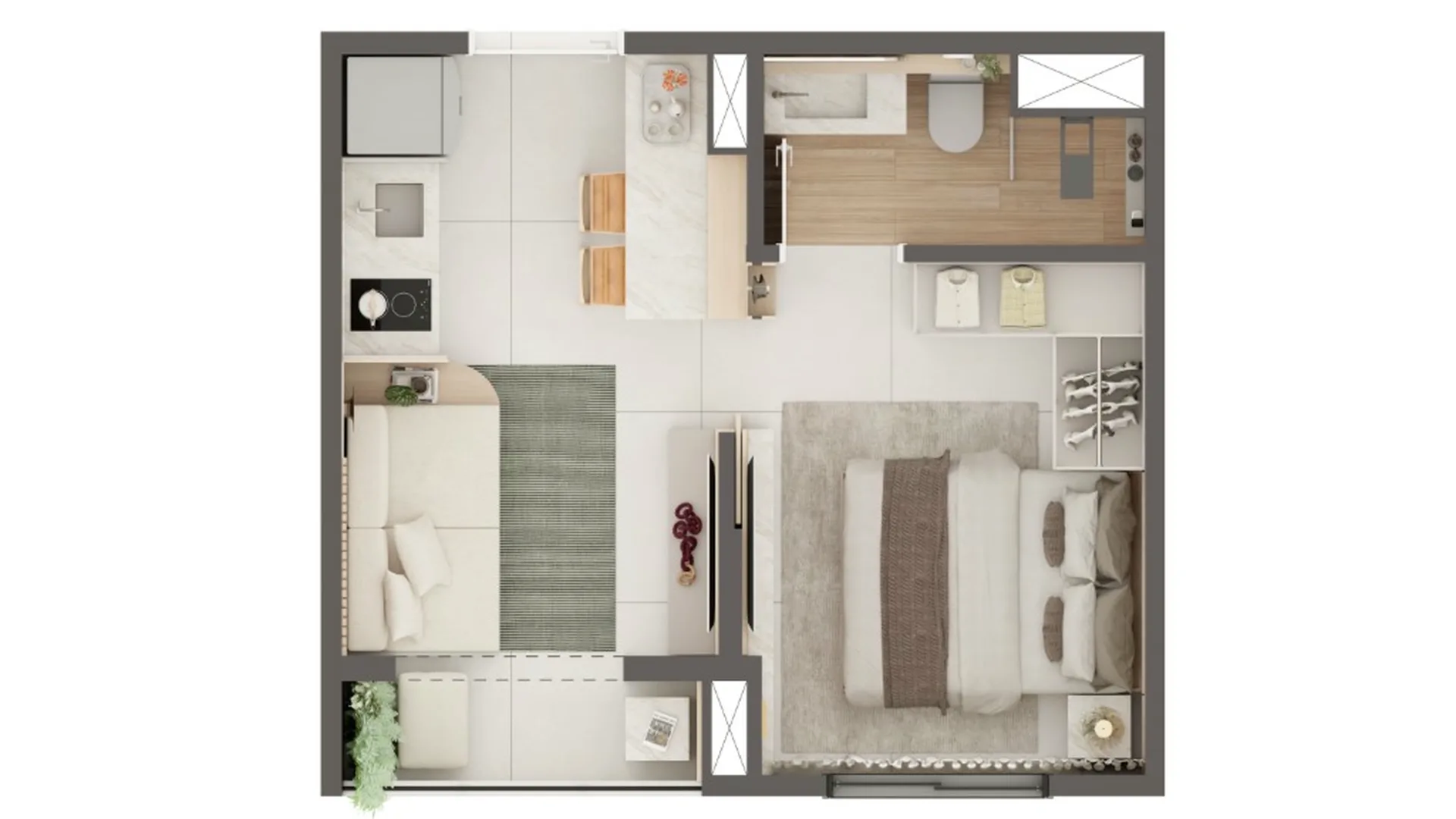 Planta do Mundo Apto Elevato Pinheiros em Pinheiros — 1 dormitório, 24 m²