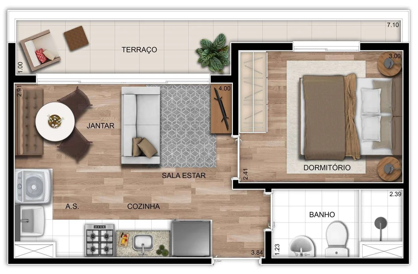 Planta do Mundo Apto Vila Matilde em Vila Matilde — 1 dormitório, 34 m²