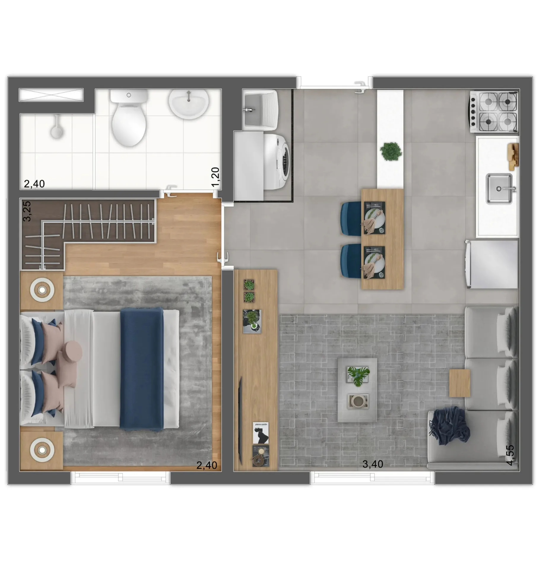 Planta do Mundo Park Alvorada em Campo Grande — 1 dormitório, 29,22 m²