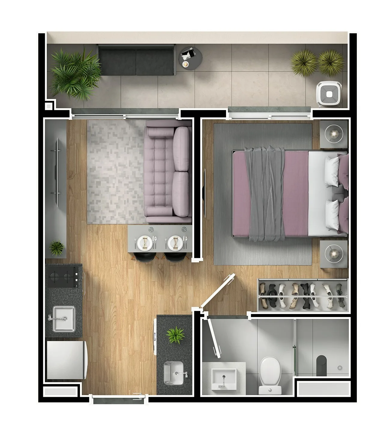 Planta do myID Guilhermina em Vila Guilhermina — 1 dormitório, 31 m²