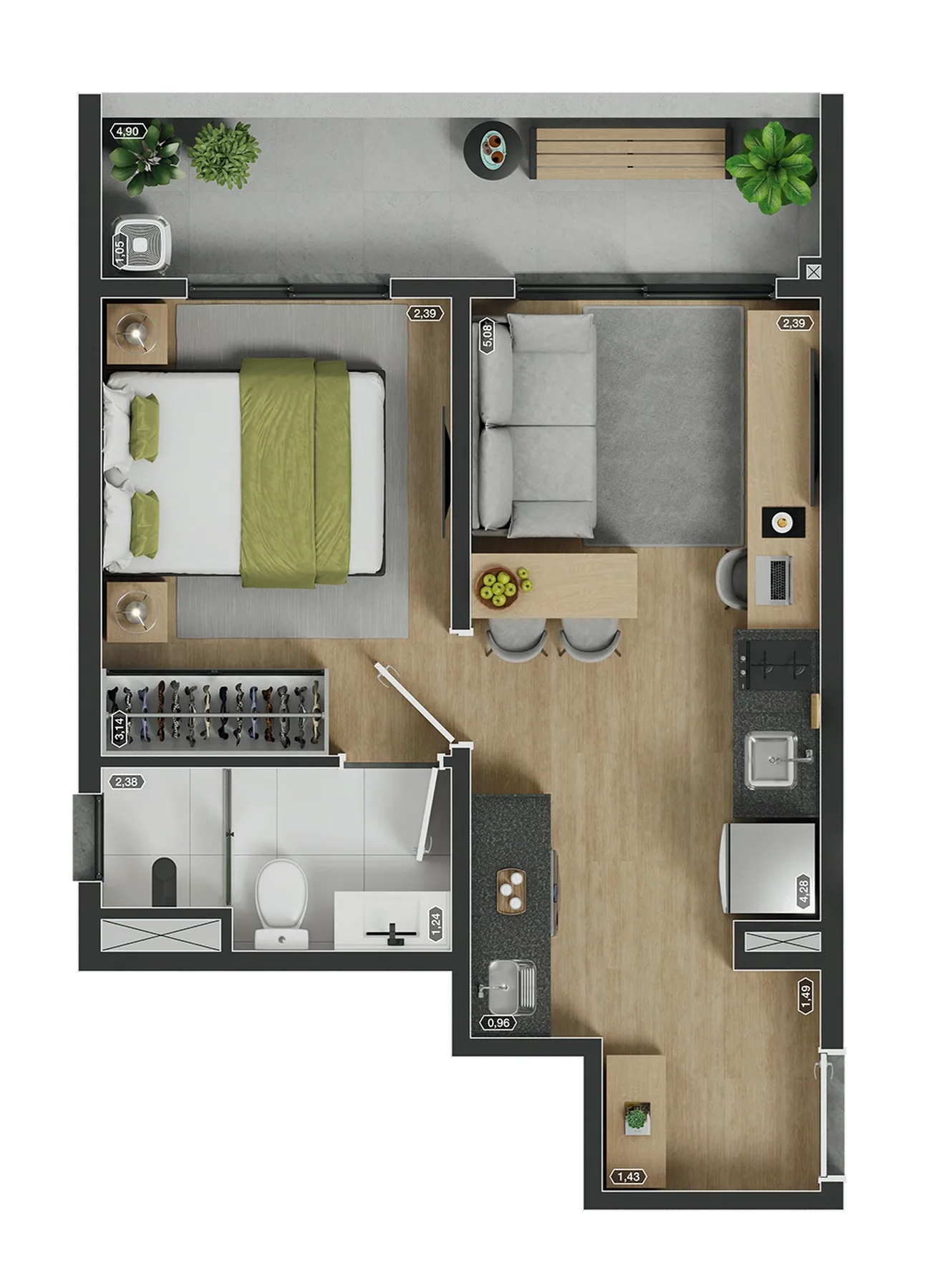 Planta do myID Tucuruvi Signature em Tucuruvi — 1 dormitório – 34 m²